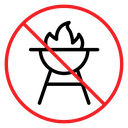 No barbecue with fire sign icon