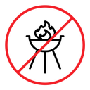 No barbecue with fire sign icon