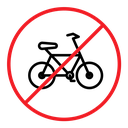 Bicycle prohibition sign icon