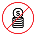 No cash sign icon