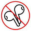 No earbuds allowed sign icon