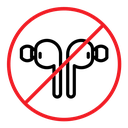 No earbuds allowed sign icon