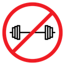 No Gym Equipment Sign Color Outline icon