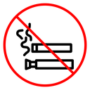 No smoking including electronic cigarettes sign icon