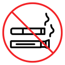 No smoking including electronic cigarettes sign icon