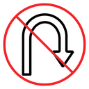 No u turn road sign icon