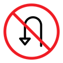 No u turn road sign Color Outline icon