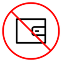 No wallet sign icon
