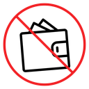 No wallet sign icon