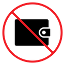 No wallet sign icon