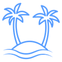 Palm Tree Island Color Outline icon