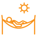 Person relaxing on hammock icon