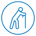 Person walking with cane icon