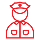 Policeman Peaked Cap Color Outline icon