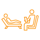 Psychologist and patient icon