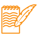 Quill pen and notebook page icon