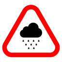 Rain warning sign icon