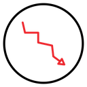 Red Down arrow Color Outline icon