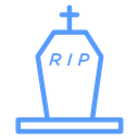 RIP Tombstone Cross Color Outline icon