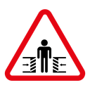 Risk of crushing warning sign icon