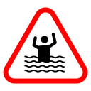 Risk of drowning warning sign Color Outline icon