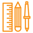 Ruler, pencil and pen icon