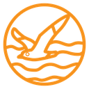 Sea with seagull icon