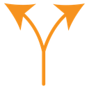 Separating arrow in two part icon