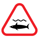 Shark warning sign Color Outline icon