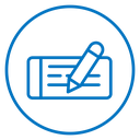 Signing cheque icon