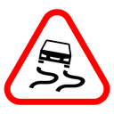 Slippery road sign Color Outline icon