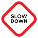 Slow down sign icon