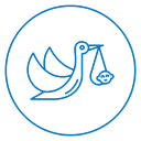Stork Delivering Baby Color Outline icon