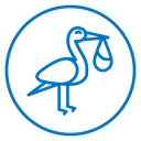 Stork with baby icon