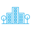 Tall Buildings Trees Color Outline icon