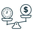 Time and money compare scale icon