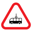 Tramway caution traffic sign icon