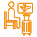 Traveler sitting in the airport lounge icon