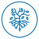Tree with roots and leaves icon