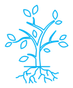 Tree with roots and leaves icon