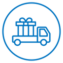 Truck carrying gift box icon