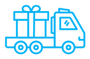 Truck carrying gift box icon