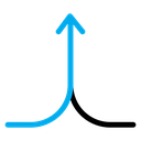 Two arrows merging into one icon