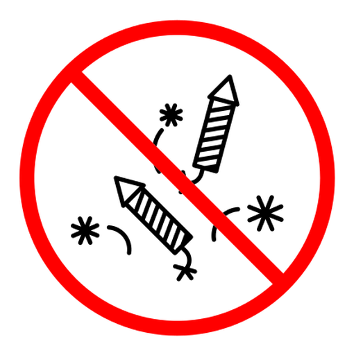 Ban on fireworks sign color outline icon