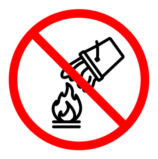 Do not extinguish with water sign color outline icon
