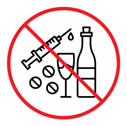 No drugs or alcohol sign color outline icon