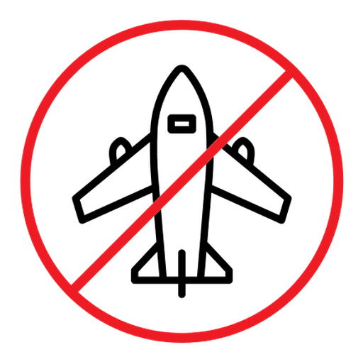 No plane sign color outline icon