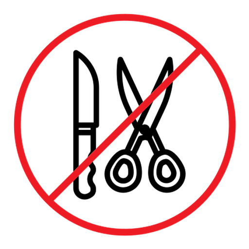 No scissors or no knives sign color outline icon