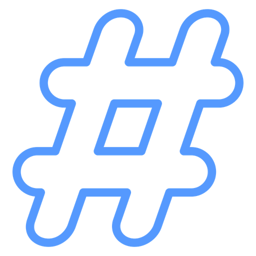 Rounded Hashtag color outline icon
