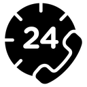24 7 Emergency Call Black Filled icon